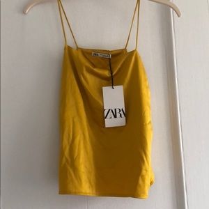 Zara Never Worn Yellow Silk Tank